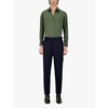 Belted mid-rise slim-fit wool trousers