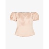 Julia bardot frill-sleeve satin top