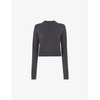 Round-neck cropped wool jumper