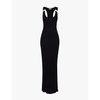 Clip-embellished scoop-neck cotton-jersey maxi dress