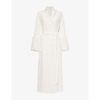 Capability faux-fur-cuffs silk robe