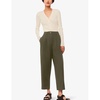 Bethany pleated barrel-leg mid-rise cotton trousers