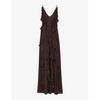 Ruffled plunging V-neck recycled-viscose maxi dress