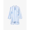 Stripe-print boat-collar stretch-cotton pyjama set