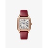 CRWJSA0018 Santos-Dumont large model 18ct rose-gold, diamond and leather watch