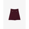 Cable-knit high-rise pleated stretch-woven mini skirt