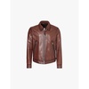 Collared regular-fit leather jacket