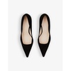 Linda curved-heel suede heeled court shoes