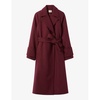 Trench-collar belted-waist wool-blend coat