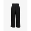 Wide-leg elasticated-waist cropped linen trousers