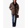 Shawl-collar belted-waist shearling jacket