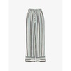 Nicola stripe-print high-rise woven trousers