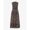 Heidi shirred-bodice leopard-print woven midi dress