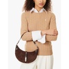 Curved-shape leather shoulder bag