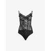 Monica V-neck slim-fit stretch-lace bodysuit