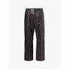 Straight-leg high-rise relaxed-fit leather trousers