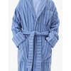 Striped shawl-collar organic-cotton robe