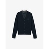 V-neck embroidered-motif wool cardigan