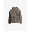 Fleece-texture hood relaxed-fit woven-blend jacket