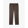 Herringbone-weave straight-leg wool-blend trousers