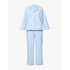 Contrast-trim long-sleeve cotton pyjama set