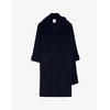 Integrated-scarf relaxed-fit wool coat