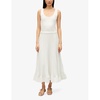 Scoop-neck pleated stretch-cotton maxi dress