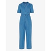 Ciara open-collar elasticated-back cotton jumpsuit