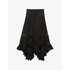 Seloda pleated ruffled woven maxi skirt