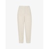 Patch-pocket barrel-leg mid-rise linen trousers