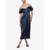 Faye bardot-neck satin midi dress