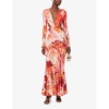 Floral-print long-sleeve stretch-woven maxi dress