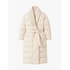 Shawl-lapel quilted shell puffer jacket