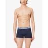 Branded-waistband pack of three stretch-cotton trunks