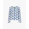 Spun triangle-print V-neck woven blouse