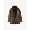 Shawl-collar belted-waist shearling jacket