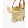 Elephant small raffia and leather shoudler bag