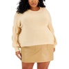 plus womens knit puff sleeve pullover sweater