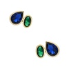 women's ear party sapphire blue and emerald green crystal toi et moi stud earrings