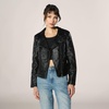 women's faux leather studded biker jacket