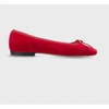 women's square toe velvet ballet shoe in red