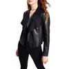 petites womens collared long sleeve leather jacket