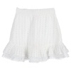 ruffle mini skirt in white embroidered cotton