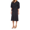 puff sleeve shirtdress in black