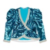 sequined teal wrap jacket