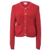 knitted purrl button-front cardigan in red wool