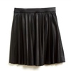 pleated pleather tennis skirt in black