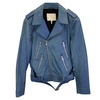 biker jacket in blue leather