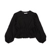 silk long sleeve blouse top - black