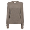 keane crew neck knitted with decorative cuffs  sweater in brown wool